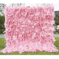 Mur de fleurs en tissu enroulable personnalisé, rose blush, hortensia, base en tissu 3D, mur floral pour la décoration de mariage, de fête ou d'événement