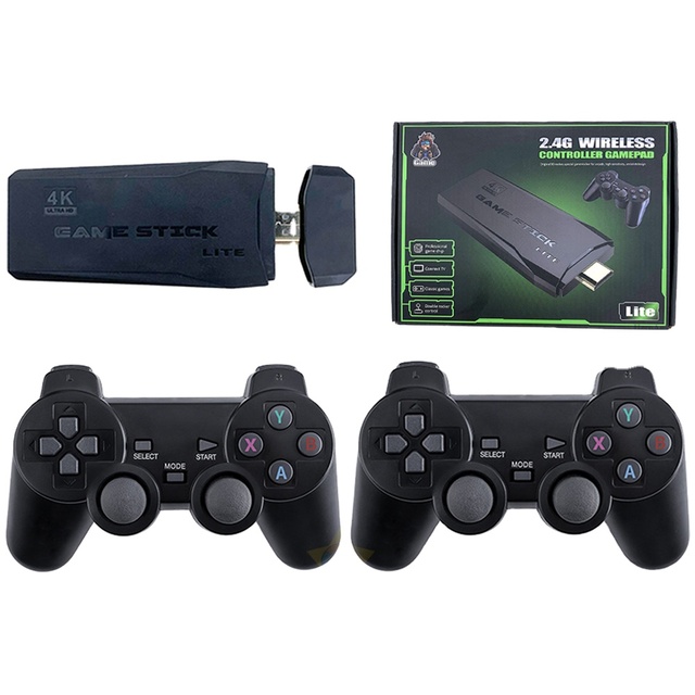 Kids Party Gifts M8 Portable Black Family TV 64G Built-in 20000 Games Stick 2.4G Wireless Controller Gamepad Video Game Console
