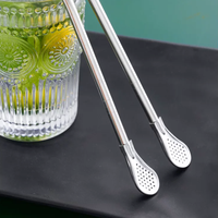 Pailles réutilisables en acier inoxydable, pailles-cuillères en métal, pailles pour Yerba Maté avec filtre-cuillère