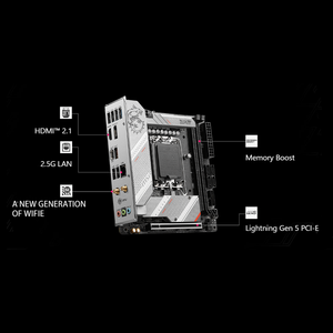 MSI MPG B760I EDGE WIFI Mini-<span class=keywords><strong>ITX</strong></span> Desktop Placa-Mãe <span class=keywords><strong>DDR4</strong></span> SATA 6G Wi-Fi 6E 2.5Gbps LAN Intel H610 Chipset <span class=keywords><strong>DDR4</strong></span> RAM - Product Image 3