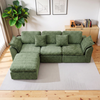 Canapé modulaire en forme de nuage de 97 pouces avec ottoman mobile, 4 places, assise profonde, en forme de L, pour salon, chambre, appartement