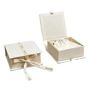 Luxury Book Shape Paper Jewelry Packaging Box Small Magnetic Gift Box With Ribbon