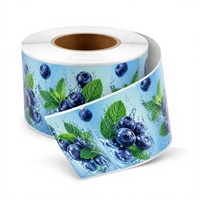 Op maat gemaakte blauwe bessen-munt drankfles etiketten, waterdichte vinyl zelfklevende stickerrol, UV digitale print voor sap en wijn