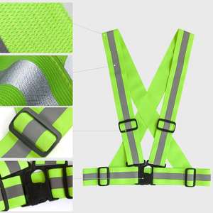 سترة أمان للجري الليلي مع حزام مرن عاكس للضوء، ملابس أمان مرورية فلورية، ملابس أمان للطرق - Product Image 2