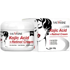 Creme facial Retinol Anti-Rugas Hidratar a pele orgânica Lightening Kojic Ácido Creme facial para pigmentação