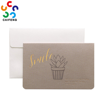 Diseño de Tarjeta de Agradecimiento con Sobre Personalizado de Lujo de Alta Gama de 157 g/m², Logotipo Personalizado con Estampado Dorado en Caliente, Carta de Agradecimiento