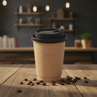 Imprimante personnalisée jetable écologique biodégradable tasses à café en papier à double paroi simples avec couvercles pour boisson chaude et café