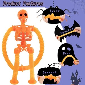 Nouveau jouet transfrontalier à succès pour fêtes, vacances et Halloween : Tube extensible transformable anti-stress, jouet farfelu squelette - Product Image 4