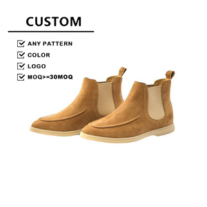 Bottines Chelsea en daim de mouton véritable pour homme, style britannique décontracté, polyvalentes, à tige haute, rétro - Product Image 2