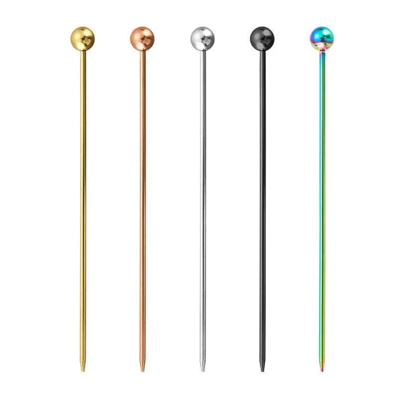 Fast Delivery Colorful Metal Ball Bead Party Deco Drinking Beverage Fruit PIck