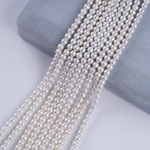 Perles d'eau douce blanches naturelles de 5-6 mm, perles à poinçonner pour la fabrication de bijoux faits main, produits semi-finis en gros - Product Image 2