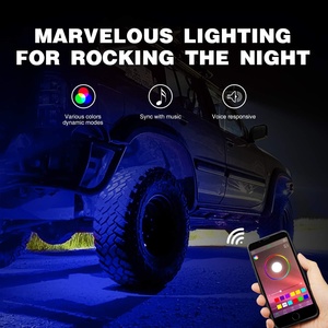 Kit d'éclairage LED RGB pour véhicule, 4 modules, éclairage sous châssis multicolore néon, contrôle par application, mode musical <span class=keywords><strong>clignotant</strong></span>, éclairage de jante, 12V IP67 UTV, garantie 1 an - Product Image 2