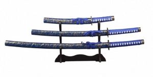 98cm/77cm/42cm 3ピースセットカタナ装飾ブルーブラシ玩具剣コレクションギフト用 - Product Image 3