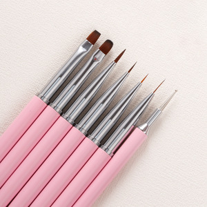 Outil de pointillage pour nail art à double embout, pinceau à ongles en gel rond et plat, manche en métal, poils synthétiques avec couvercle, stylo de dessin pour manucure - Product Image 2