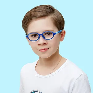 El logotipo personalizado para niños puede reemplazar las gafas ópticas TR90 y las gafas de silicona con sombreado azul para com