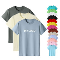 Custom t Shirt pria 100% katun kaos kualitas mewah Rib O-neck kosong Drop Shoulder Streetwear kaos kebesaran untuk pria