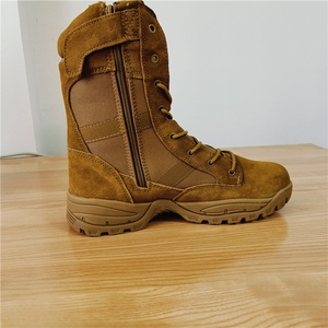 Bottes tactiques en cuir de vachette marron et noir TSB13 avec manchons Oxford respirants, bottes de combat classiques légères à tige haute - Product Image 6