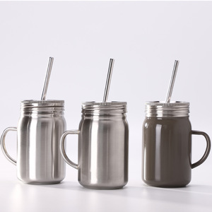 Outdoor Camping Double Wall Insulated <strong>Tumbler</strong> Metal 16 32 oz Travel Mug Stainless Steel <strong>Mason</strong> <strong>Jar</strong> With Straw and Lids - Product Image 5