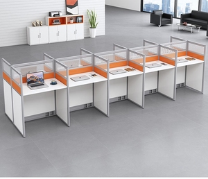 Table de personnel avec piédestal fixe/mobile, poste de travail de bureau, table de travail en cubicle pour 6 places - Product Image 1