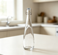 Bouteille en verre transparent à bouchon basculant, bouteille vide de qualité alimentaire pour l'eau, les boissons, l'huile, le stockage en cuisine