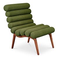 Fauteuil lounge moderne en tissu bouclé avec base en bois massif pour hall d'hôtel
