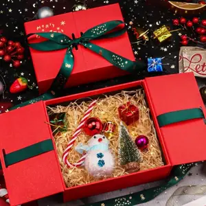 Atacado Logotipo Personalizado Luxo Papel Magnético Caixa De Papelão Dupla Porta Doce Presente Embalagem Caixas para o Natal