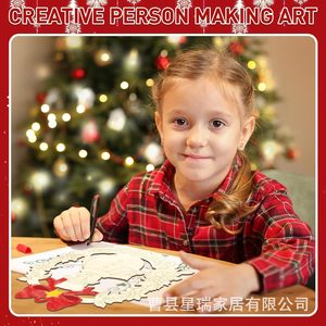 Colgante de campana de viento de dibujos animados navideños de madera 812, decoración artesanal DIY para niños de 7 a 12 años - Product Image 4