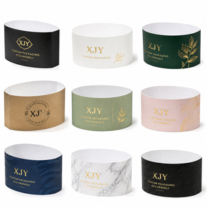 Manchons d'emballage en carton écologique personnalisés XJY, bandeaux en papier d'art avec estampage à chaud en feuille d'or et revêtement UV - Product Image 4