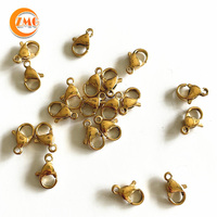 Vente en gros de fermoirs en acier inoxydable plaqué or 18 carats de haute qualité, 9 mm, pour bijoux