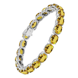 Pulsera de Plata de Ley con Citrino, Acabado Clásico de Alto Brillo, Engaste de Garra, para Fiestas y Bodas - Product Image 6