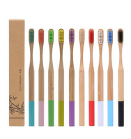 Brosse à dents biodégradables en bambou sans BPA, sans boîte personnalisée en plastique, logo laser, 10 pièces