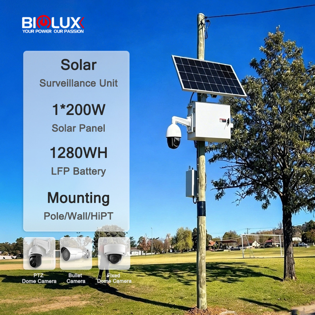 HiTOP CCTV Solar Security Camera System Outdoor 200W Solar Panel Power Complete CCTV Power Solution for Construction Site