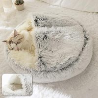 Luxe lavable antidérapant moelleux confortable en peluche hiver chaud chat chien lit de couchage à capuche couverture beignet grotte miel lit
