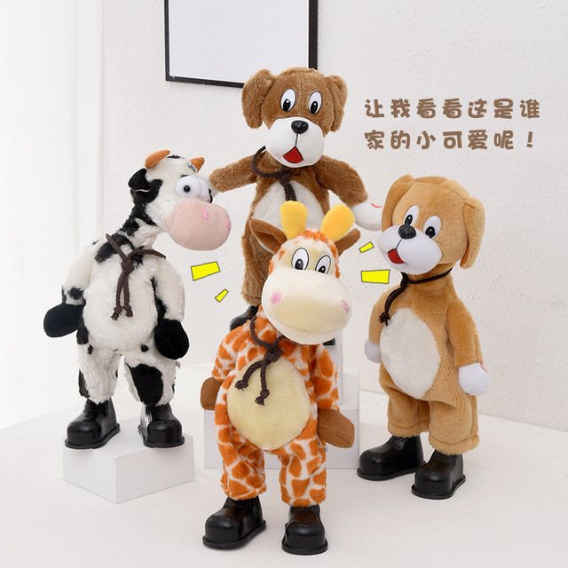 Hot Sale Dancing Cactus Plush Series Stuffed Giraffe Dog Cow Singing Walking Plush Talking Toy