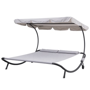 Tubo de acero Material de tela al aire libre <span class=keywords><strong>tumbona</strong></span> <span class=keywords><strong>con</strong></span> dosel almohadas grande doble playa <span class=keywords><strong>tumbona</strong></span> <span class=keywords><strong>con</strong></span> <span class=keywords><strong>ruedas</strong></span> y techo - Product Image 5