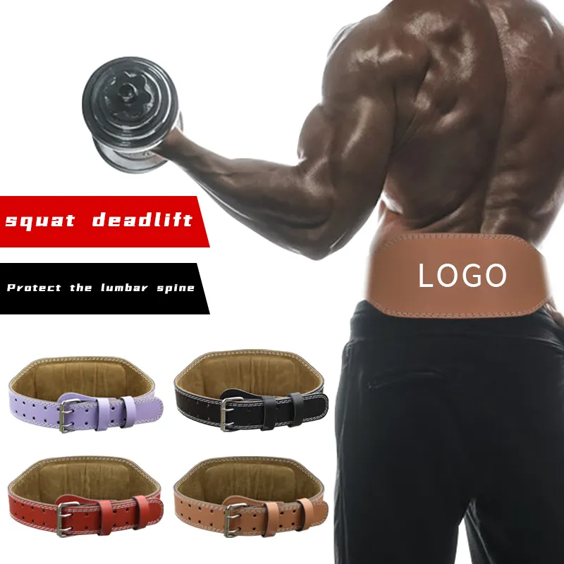 Hoge Kwaliteit Gym Riem Custom Logo Back Support Fitness Bodybuilding Lederen Gewichthefriem Koeienhuid Leren Riem