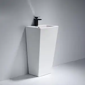 CaCa Sanitary Ware Freestanding Pedestal Wash Basin Bathroom Column Sink Ceramic Wash Basin