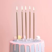 Bougies de gâteau longues et fines en cire de paraffine rose métallisé pour la décoration de la maison et des fêtes, pour Diwali et Halloween