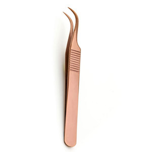 New Durable Anti-Static 10mm Length Eyelash Isolation Tweezers Curved Tip Stainless Steel Custom Curbed Tip Eyelash Tweezers - Product Image 4