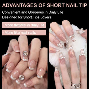 300 pièces de faux ongles en PMMA pour nail art, finition mate transparente, couverture complète, forme cercueil, carrée, amande, courte, avec colle, réutilisables, pour <span class=keywords><strong>manucure</strong></span> - Product Image 5