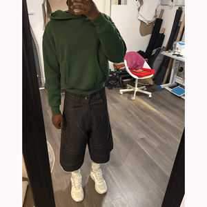 Pantalones Cortos de Carpintero de Mezclilla 100% Algodón, Piezas de <span class=keywords><strong>Tela</strong></span> Múltiple, Costuras Decorativas, Pantalones Cortos Largos Holgados, Diseño de Alta Gama, Pantalones Cortos Personalizados para Hombre, Nuevo 2026 - Product Image 4