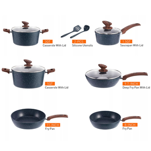 Batterie de cuisine 12 pièces en céramique blanche antiadhésive avec couvercles en verre et poignées en bakélite, compatible gaz et induction – Offre spéciale - Product Image 2