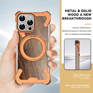 Coque de téléphone sans cadre en alliage d'aluminium avec support de charge magnétique sans fil pour iPhone 17 16 Pro Max, béquille rotative à 360° - Product Image 6