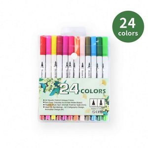 Basics Dual Brush <b>Pen</b> Art Marker Fine Point Tip Permanent Markers 12/24/36/60/80 Colors Watercolor Loose Packaging - Product Image 4