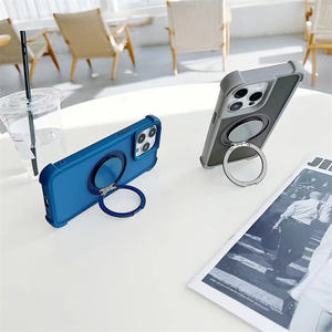 <span class=keywords><strong>Super</strong></span> Pare-chocs Antichoc Armure Givré PC TPU 2 en 1 Mobile Shell Mat Magnétique Rotatif Anneau Support De Protection Housse De Téléphone - Product Image 5