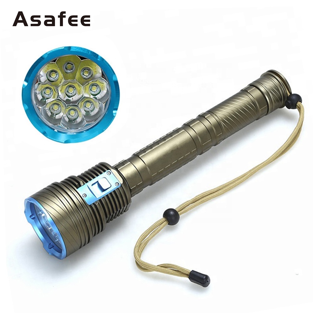 most powerful diving flashlight 9pcs xml2 led scuba dive torch 10000lm 26650 underwater fishing torc