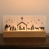 3D Illusion Veilleuse Bois Lampe Bébé Led Lumière Jésus Décoration Lumières Pour La Maison