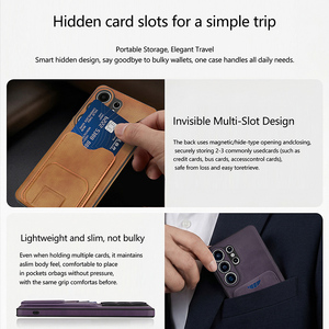 Funda de Piel Sintética de Lujo para Teléfono con Ranuras para Tarjetas y Soporte, Antigolpes, para Samsung S26 S22 S23 S24 S25 Ultra A56 A55 A54 - Product Image 5