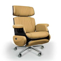 Chaise de bureau électrique de luxe en cuir de vachette véritable grande chaise inclinable électrique moderne patron PDG exécutif