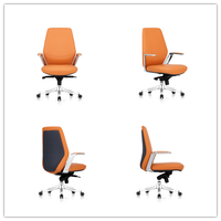 Chaise de bureau ergonomique à dossier haut en cuir PU, appui-tête réglable, base en métal brillant, 3 couleurs